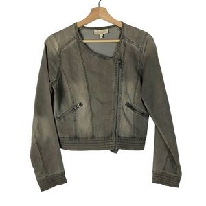 Jessica Simpson Maternity Gray Denim Moto Jacket S